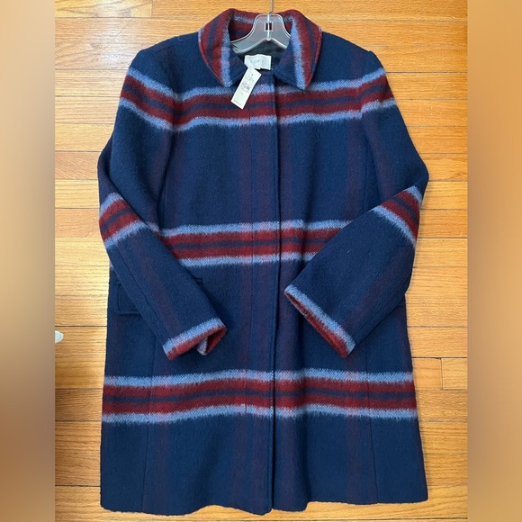 NWT LOFT Blue Plaid Wool/Polyester Coat, Size XL - Picture 4 of 6
